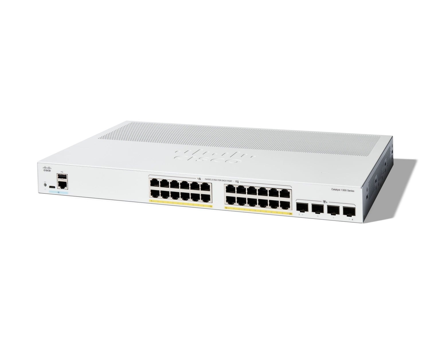 Cisco Catalyst 1300-24P-4X - Interruptor - L3 - Administrado - 24 x 10/100/1000 (PoE+) + 4 x 10 Gigabit SFP+ - montável em trilho - PoE+ (195 W) — imagem 1