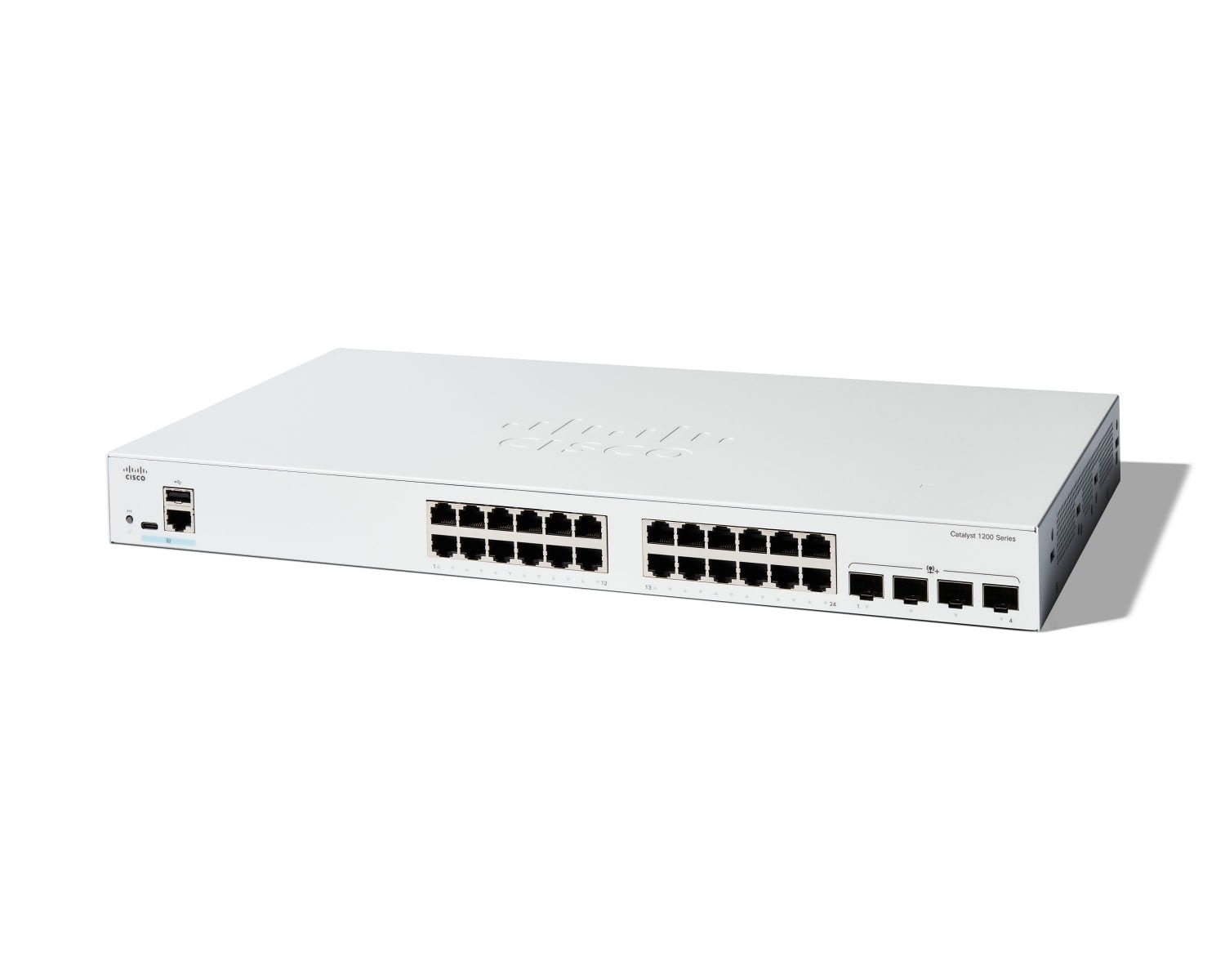 Cisco Catalyst 1200-24T-4X - Interruptor - L3 - inteligente - 24 x 10/100/1000 + 4 x 10Gb Ethernet SFP+ - montável em trilho — imagem 1