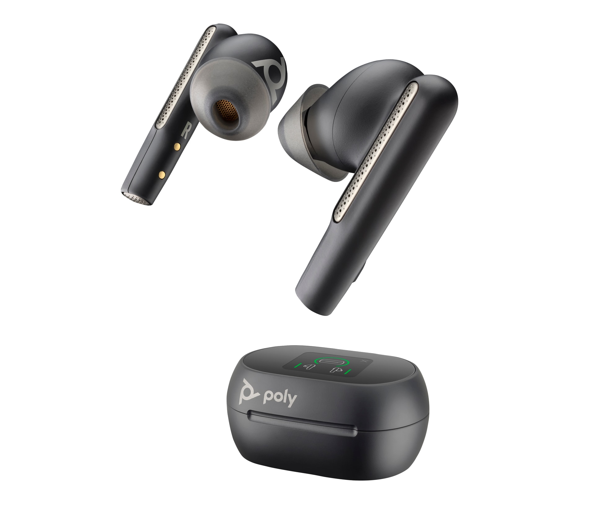 HP Poly Auriculares Poly Voyager Free 60+ UC (Preto Carbono) + Adaptador USB-C BT700 + Caixa de carregamento com ecrã tátil — imagem 1