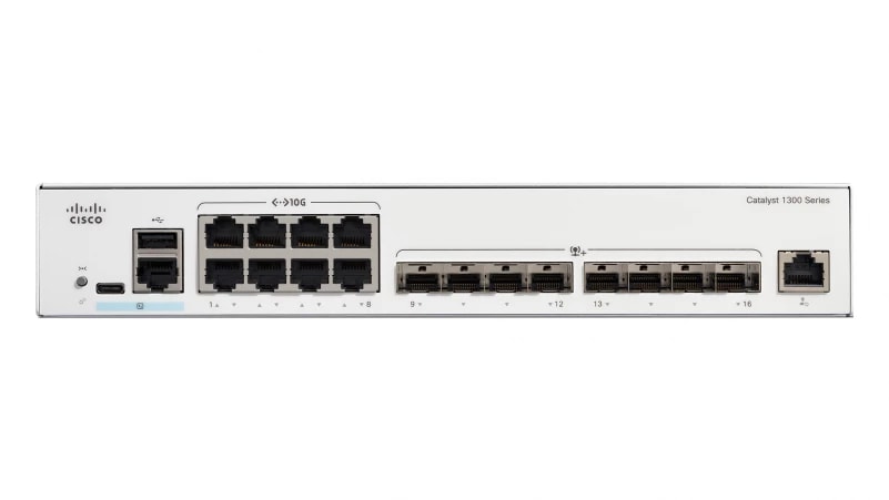 Cisco Catalyst 1300-16XTS - Interruptor - L3 - inteligente - 8 x 10GBase-T + 8 x 10 Gigabit SFP+ - montável em trilho — imagem 1