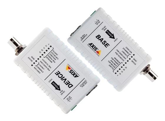 AXIS T8640 Ethernet Over Coax Adaptor PoE+ - Conversor de mídia - 100Mb LAN - durante Coax - 10Base-T, 100Base-TX - RJ-45 / BNC (pacote de 2) - para AXIS C1410, D3110, M3067, M3085, M3086, M5075, P1385, P1455, Q1656, Q1715, Q1942, W400