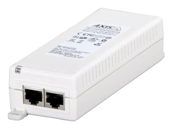 AXIS T8120 Midspan 15 W 1-port - Injector de energia - AC 100-240 V - 15 Watt - Europa - para AXIS C1410, D3110, M4215, M4328, P1385, P1455, Q1656, Q1951, W400, M42 Series, M55 Series