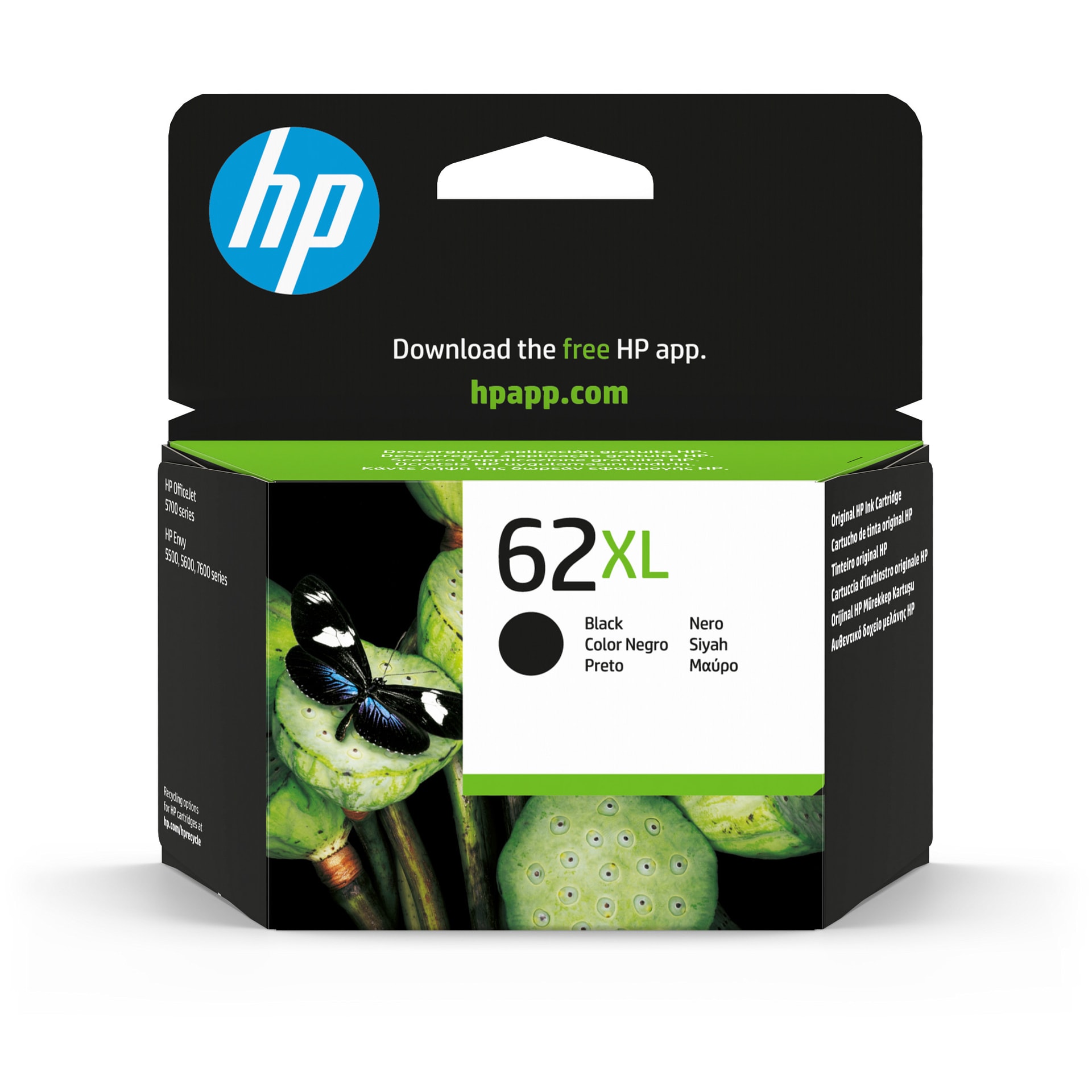HP Tinteiro original 62XL Preto de elevado rendimento, imagem 1