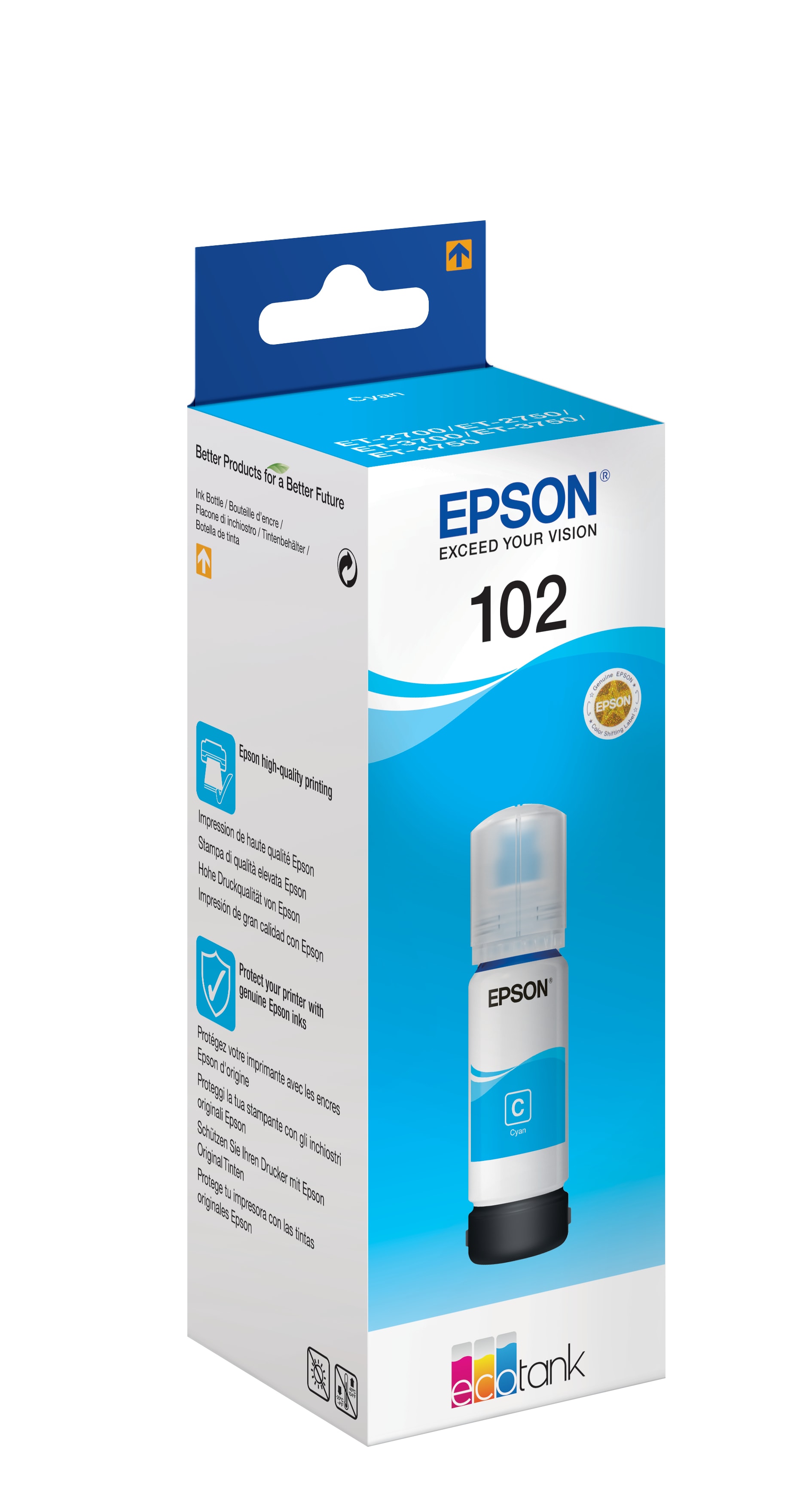 Epson 102 EcoTank Cyan ink bottle — imagem 1