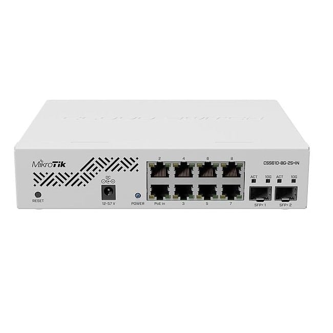 Mikrotik CSS610-8G-2S+IN switch Gigabit Ethernet (10/100/1000) com suporte PoE in (sem suporte PoE out) Branco