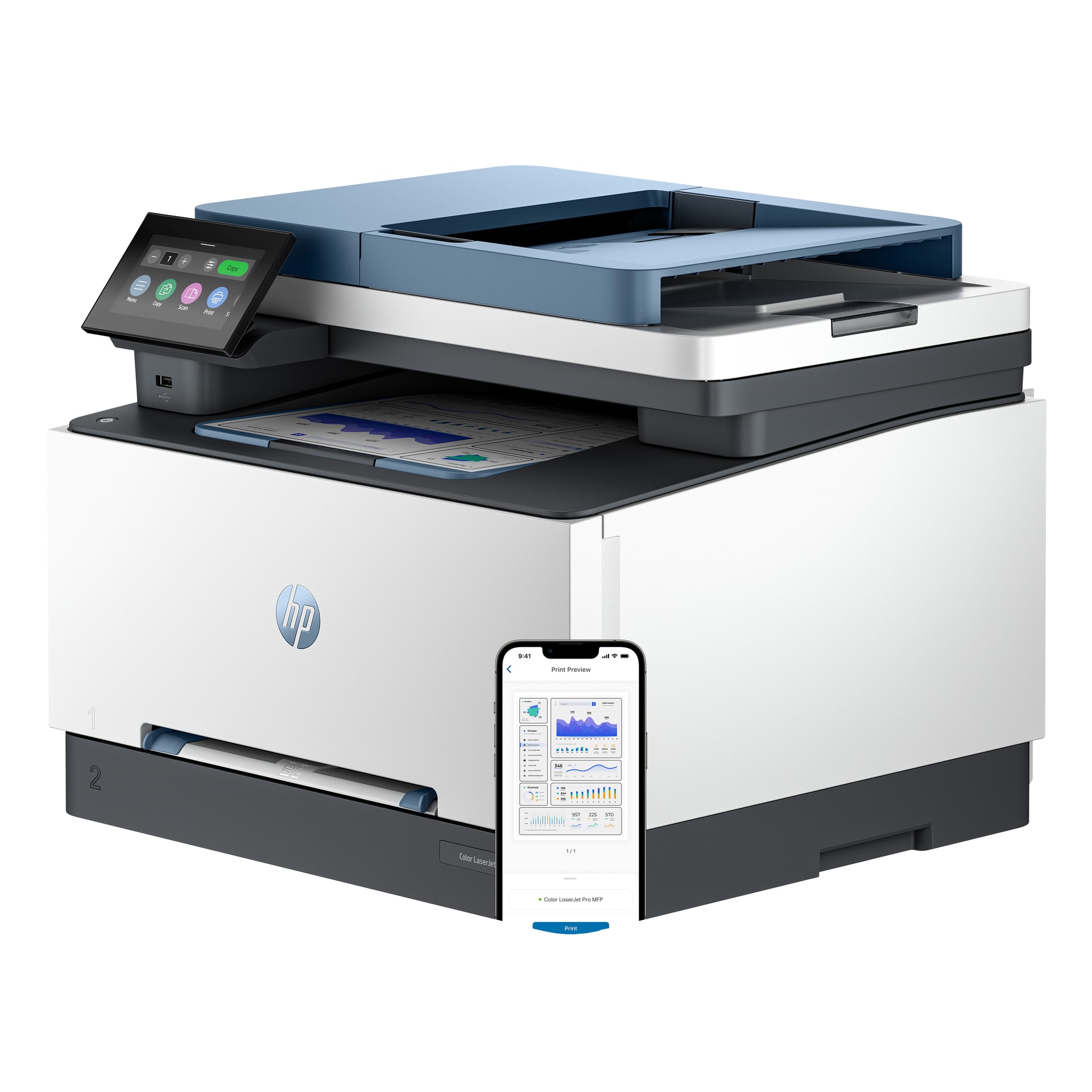HP LaserJet Pro 3302fdw Sem fios Multifunction Cor Impressora, Copiadora, Scanner; Frente e verso — imagem 1