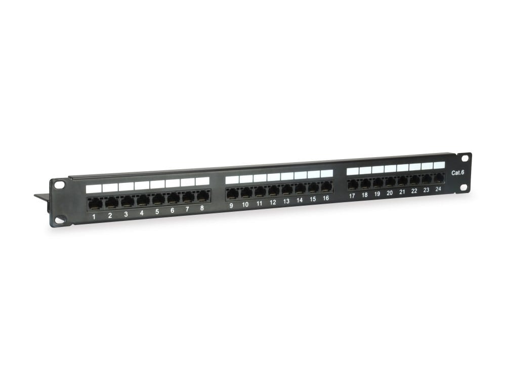 EQUIP PATCH PANEL 19" CAT6 UTP 24PORT 1U PRETO — imagem 1