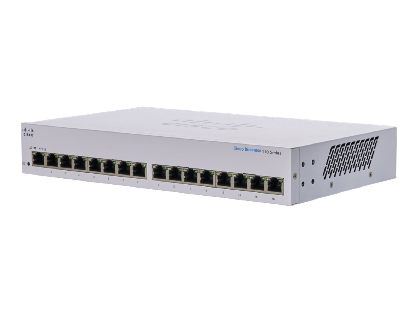 Cisco Business 110 Series 110-16T - Interruptor - sem gestão - 16 x 10/100/1000 - montável em trilho, desktop, montável na parede — imagem 1