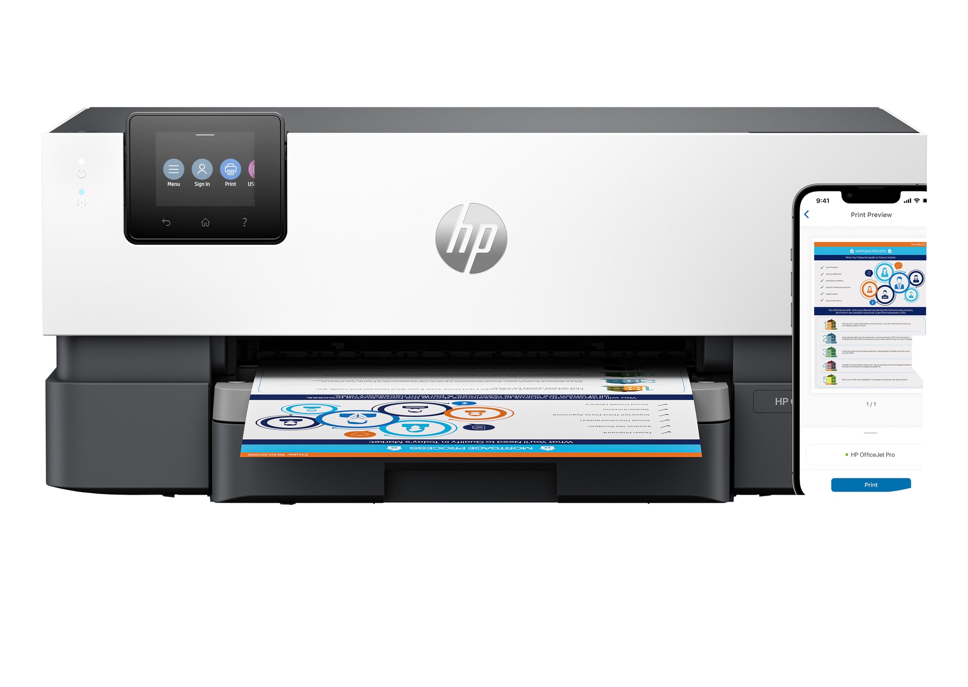 HP OfficeJet Pro 9110b Sem fios Cor Impressora, Impressão frente e verso — imagem 1