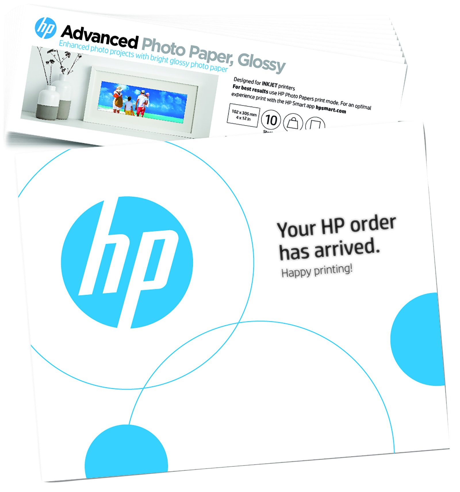 HP Papel de Fotografia Advanced Brilhante, 250 g/m², 101 x 305 mm (4 x 12 pol.), 10 folhas — imagem 1