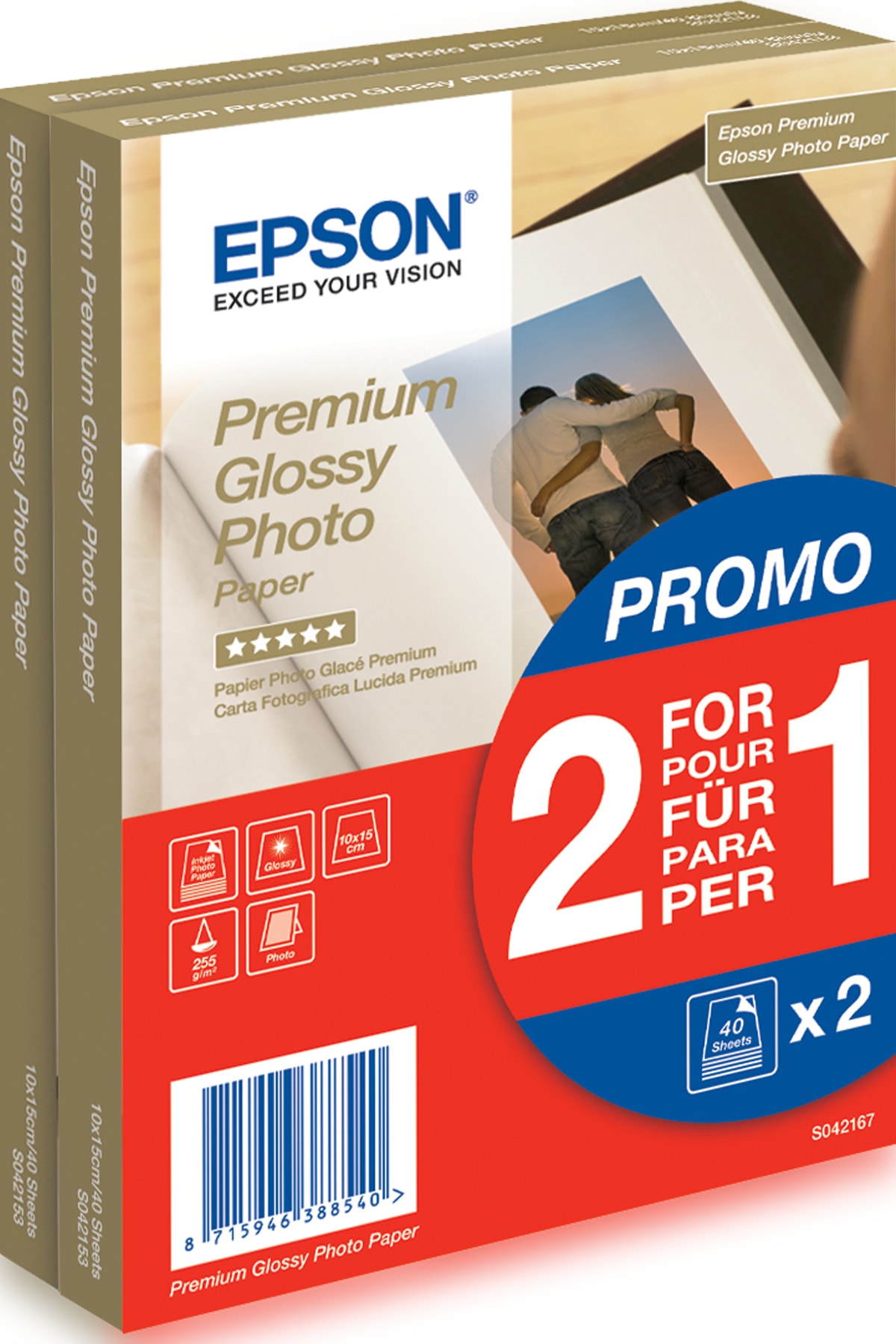 Epson Premium Glossy Photo Paper (100 x 150 mm), 255 g/m², 80 folhas — imagem 1