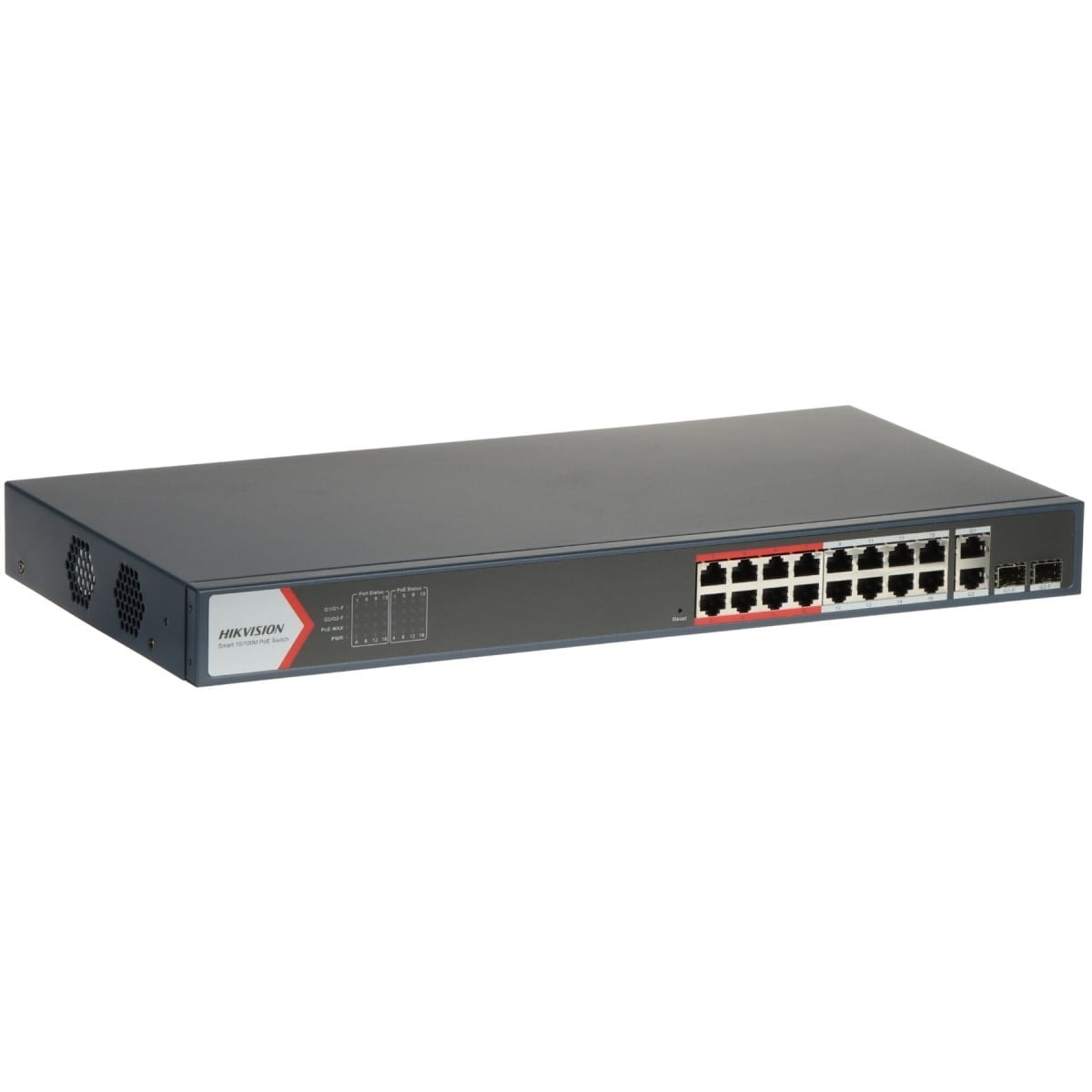 Hikvision DS-3E1318P-EI(B) Switch POE inteligente Fast Ethernet de 16 portas, imagem 1
