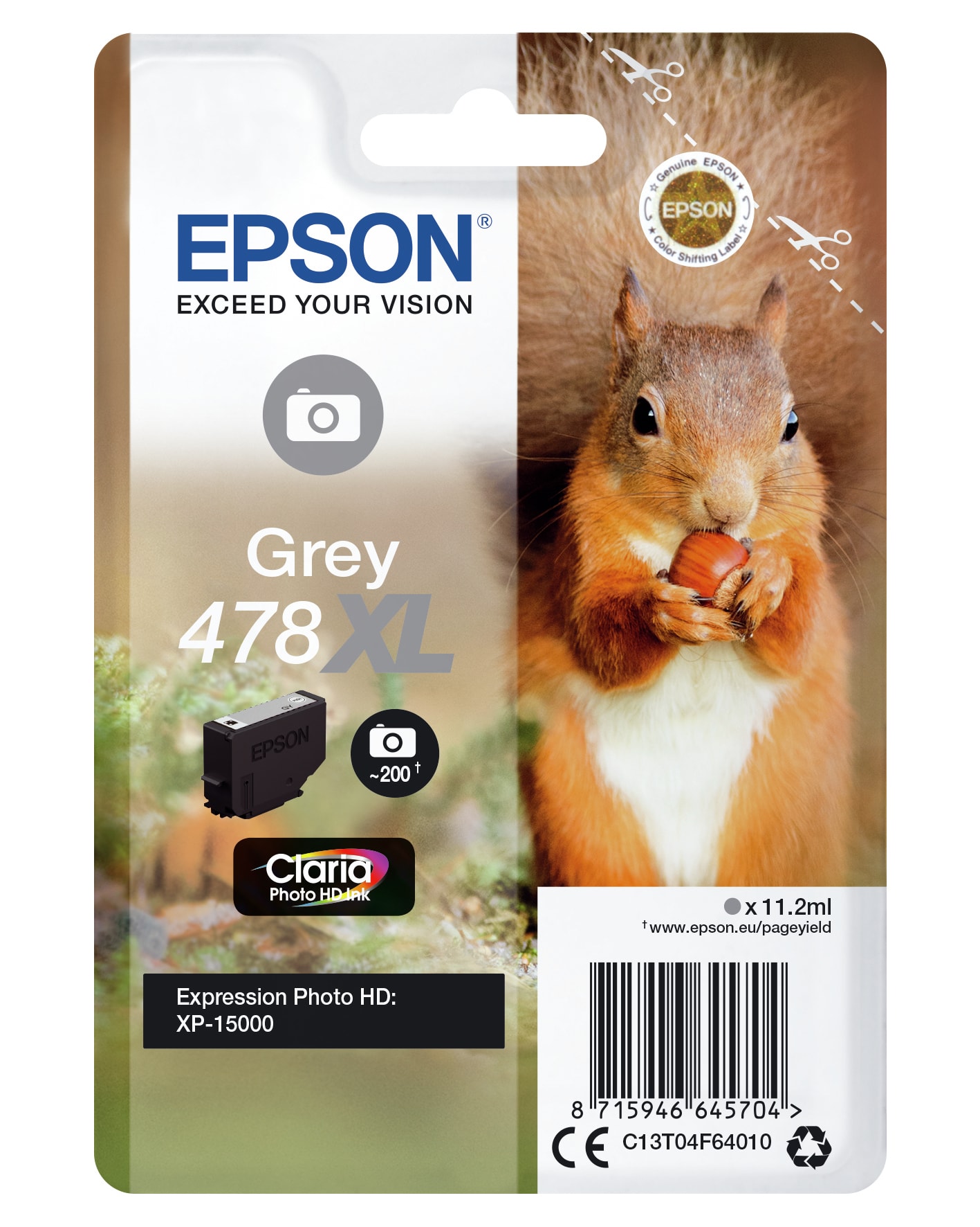 Epson Squirrel 478L Conjunto individual cinzento Claria Photo HD Esquilo, imagem 1
