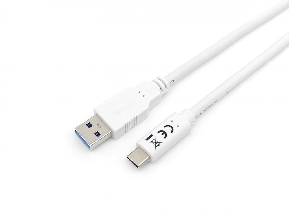 EQUIP CABO USB 3.2 GEN 1 C TO A CABLE M/M 5G TRANSFER 3ª 2.0MT WHITE — imagem 1