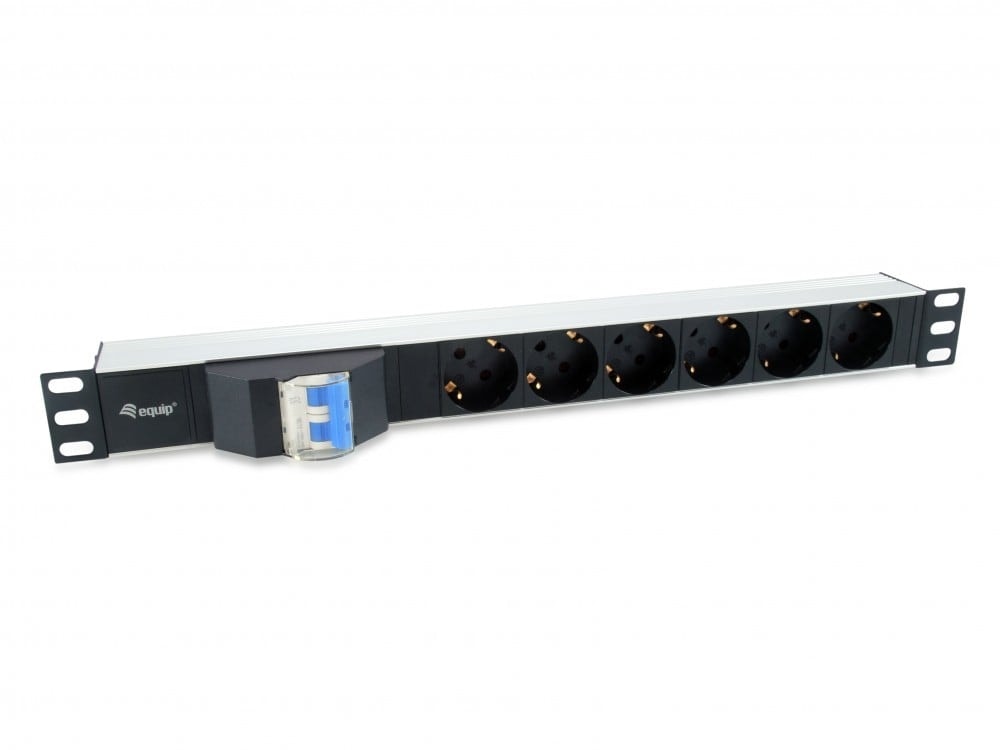 EQUIP REGUA 19" 6 TOMADAS SCHUKO C/DISJUNTOR CABO 1.8M — imagem 1