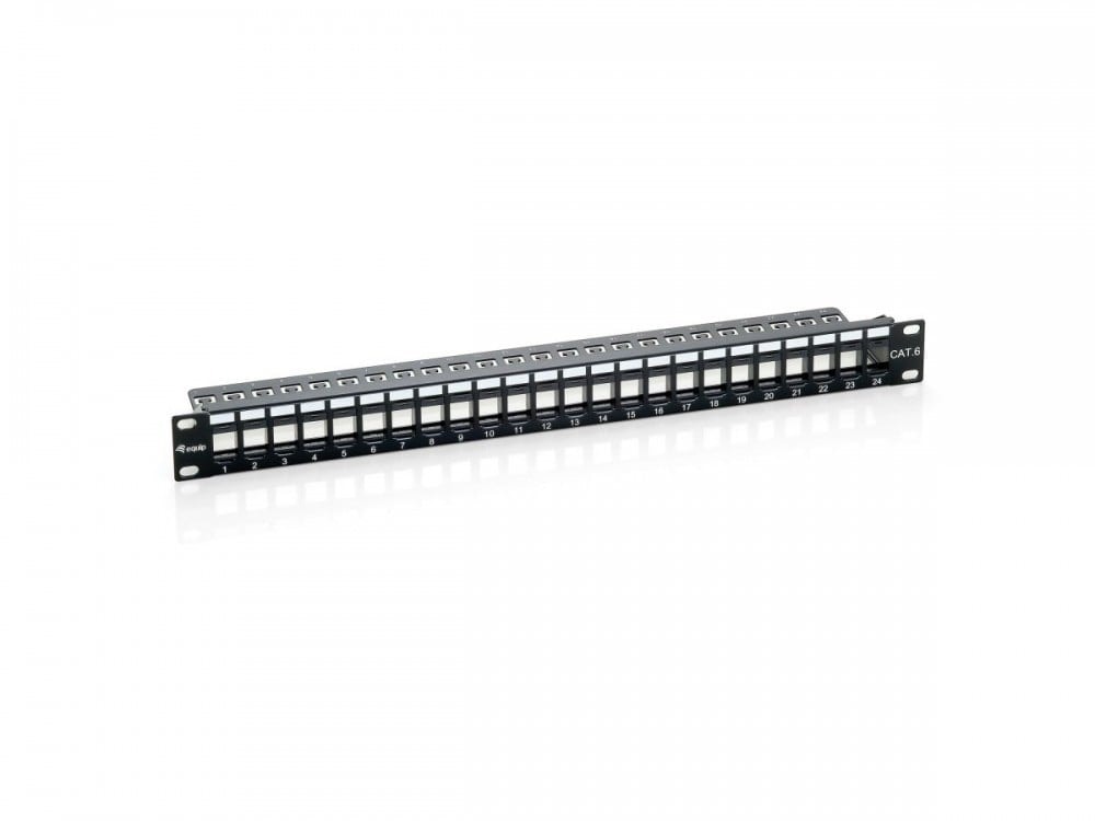 EQUIP PATCH PANEL 24PORT 19" 1U UNSHIELDED PRETO — imagem 1
