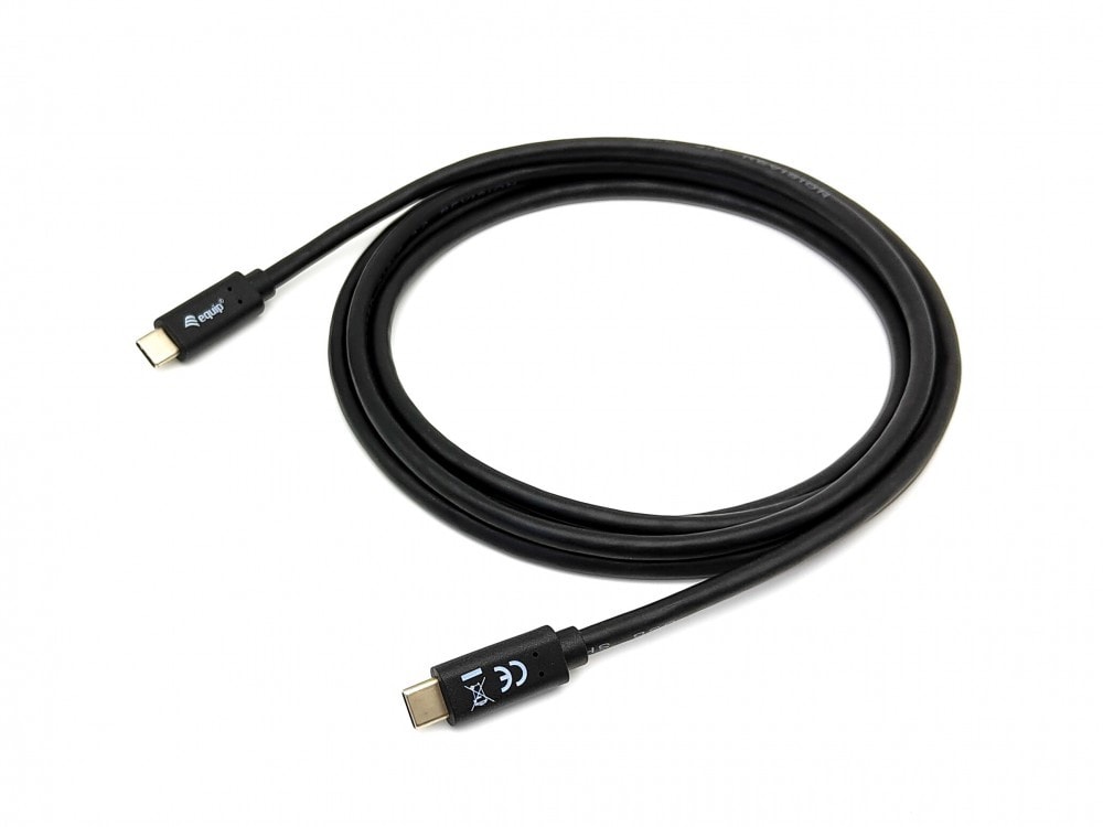 EQUIP CABO USB 3.2 GEN 1X1 TYPE-C TO C M/M 2.0M 5G TRANSFER 3A BLACK — imagem 1