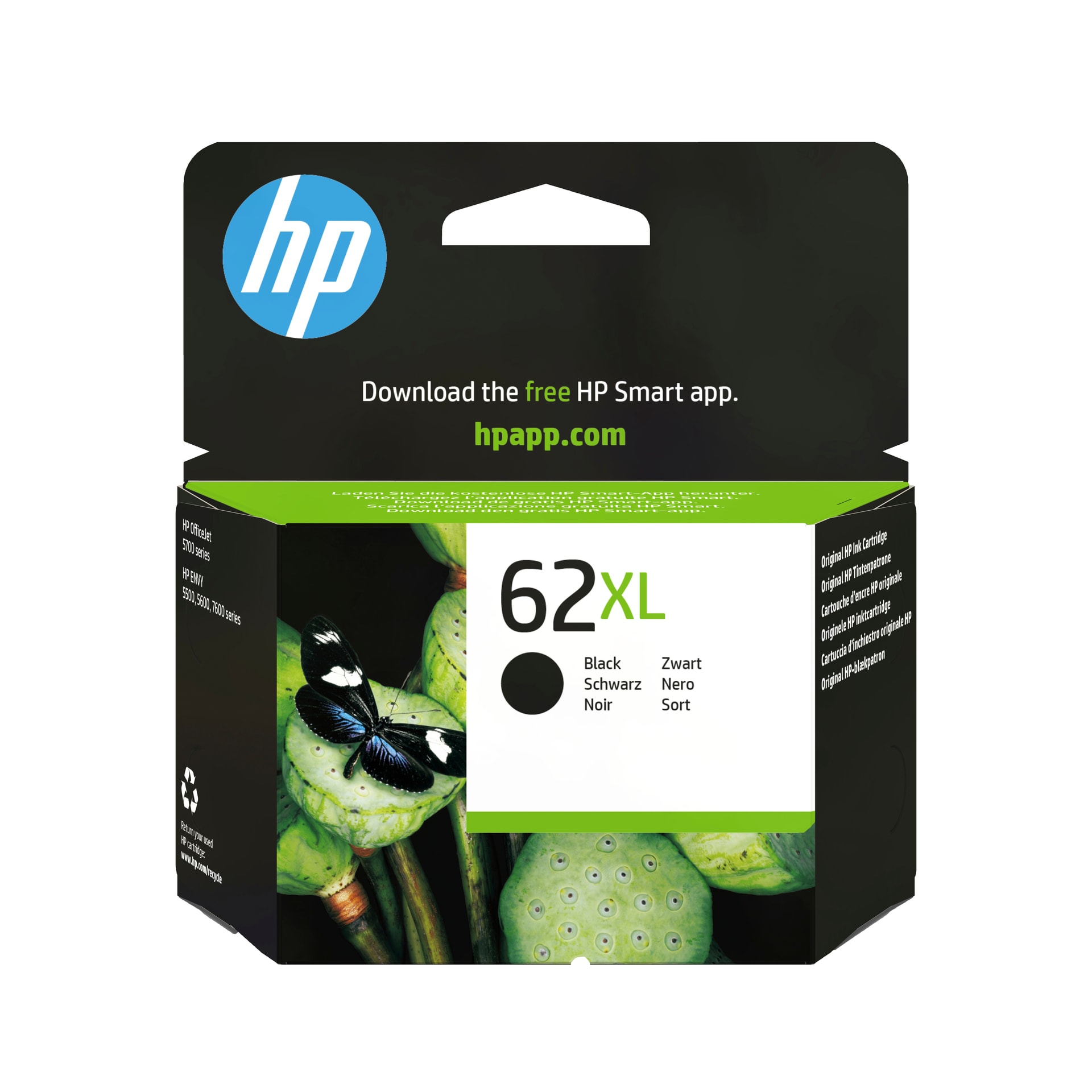 HP Tinteiro original 62XL Preto de elevado rendimento — imagem 1