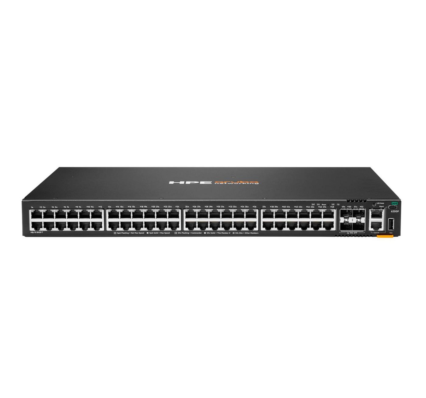 HPE Aruba Networking CX 6200F 48G 4SFP+ Switch - Interruptor - L3 - Administrado - 48 x 10/100/1000 + 4 x 100/1000/10G SFP+ - frente e lado para trás - montável em trilho