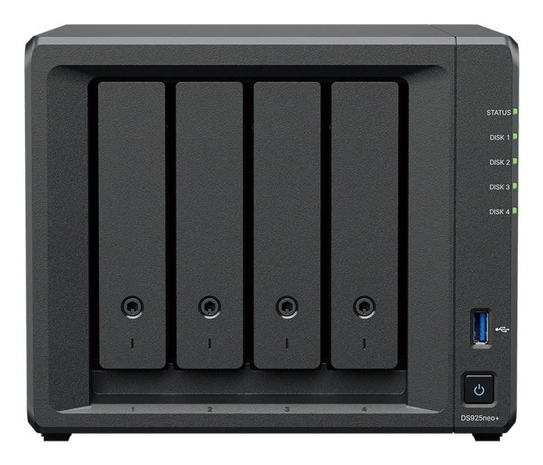 Synology Disk Station DS925neo+ - Servidor NAS - 4 baias - SATA-600 / NVMe - HDD - RAID (expansão de disco rígido) JBOD, 0, 1, 5, 6, 10 - RAM 4 GB - 2.5 Gigabit Ethernet - iSCSI assistência
