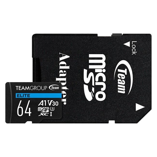 TEAM GROUP Memory Card Micro SDXC 64GB Elite A1 V30 + Adapter