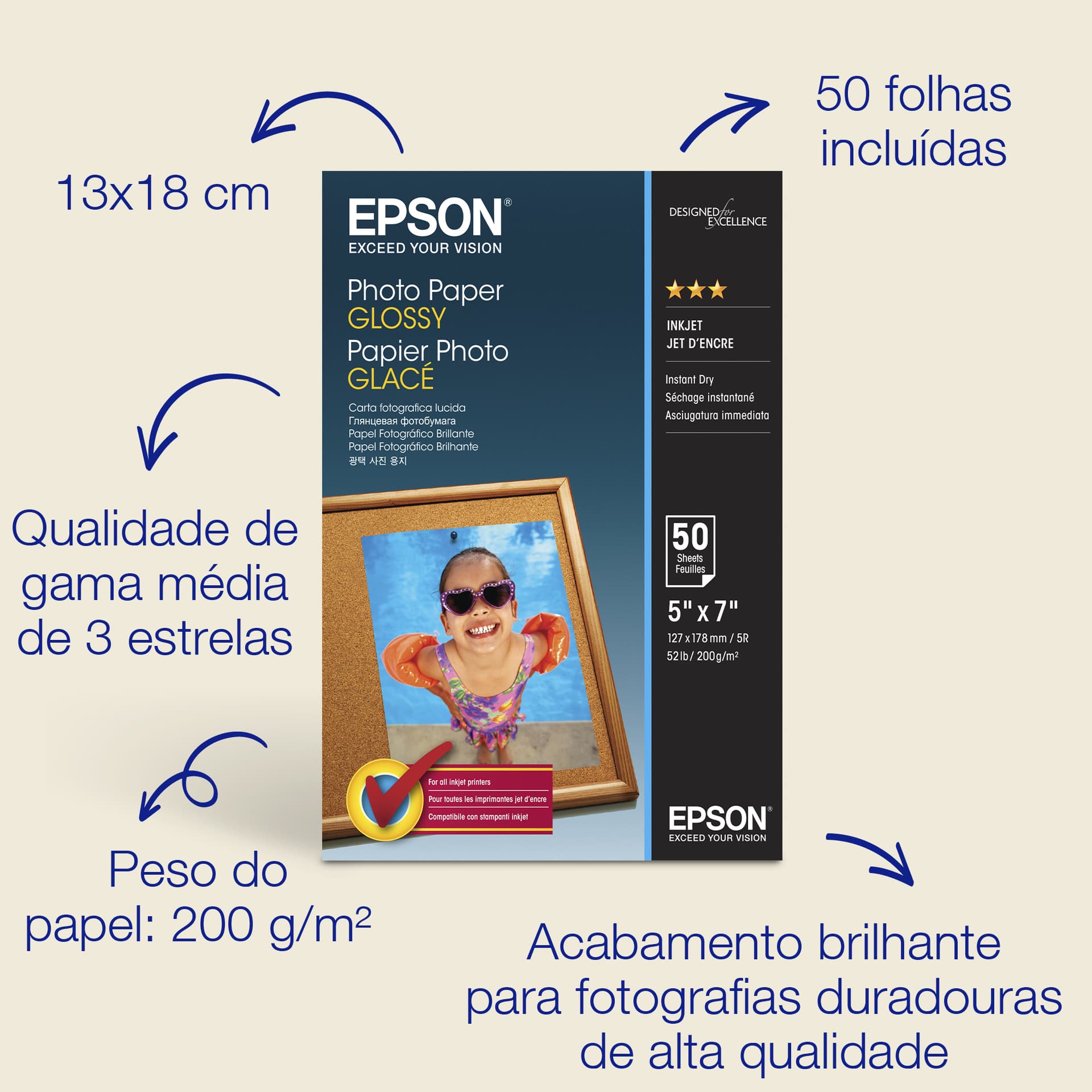 EPSON Photo Paper Glossy 13x18cm 50 sh