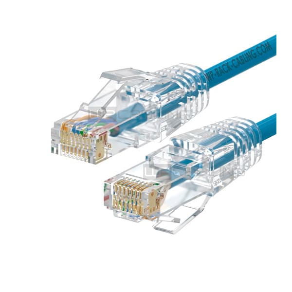 WP RACK CHICOTE CAT6A U-UTP SLIM AWG28/7 CU LSZH 50u GOLD PLATED 1MT BLUE