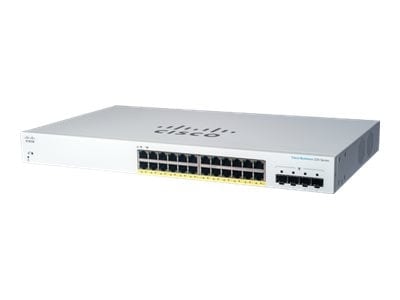 Cisco Business 220 Series CBS220-24P-4G - Interruptor - inteligente - 24 x 10/100/1000 (PoE+) + 4 x Gigabit SFP (ligação ascendente) - montável em trilho - PoE+ (195 W)