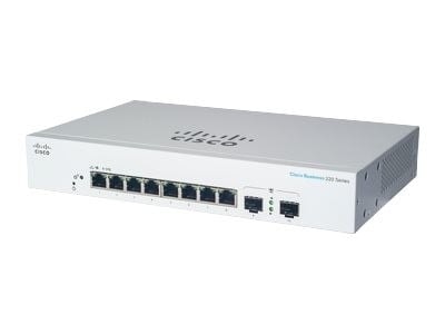 Cisco Business 220 Series CBS220-8T-E-2G - Interruptor - inteligente - 8 x 10/100/1000 + 2 x Gigabit SFP (ligação ascendente) - montável em trilho