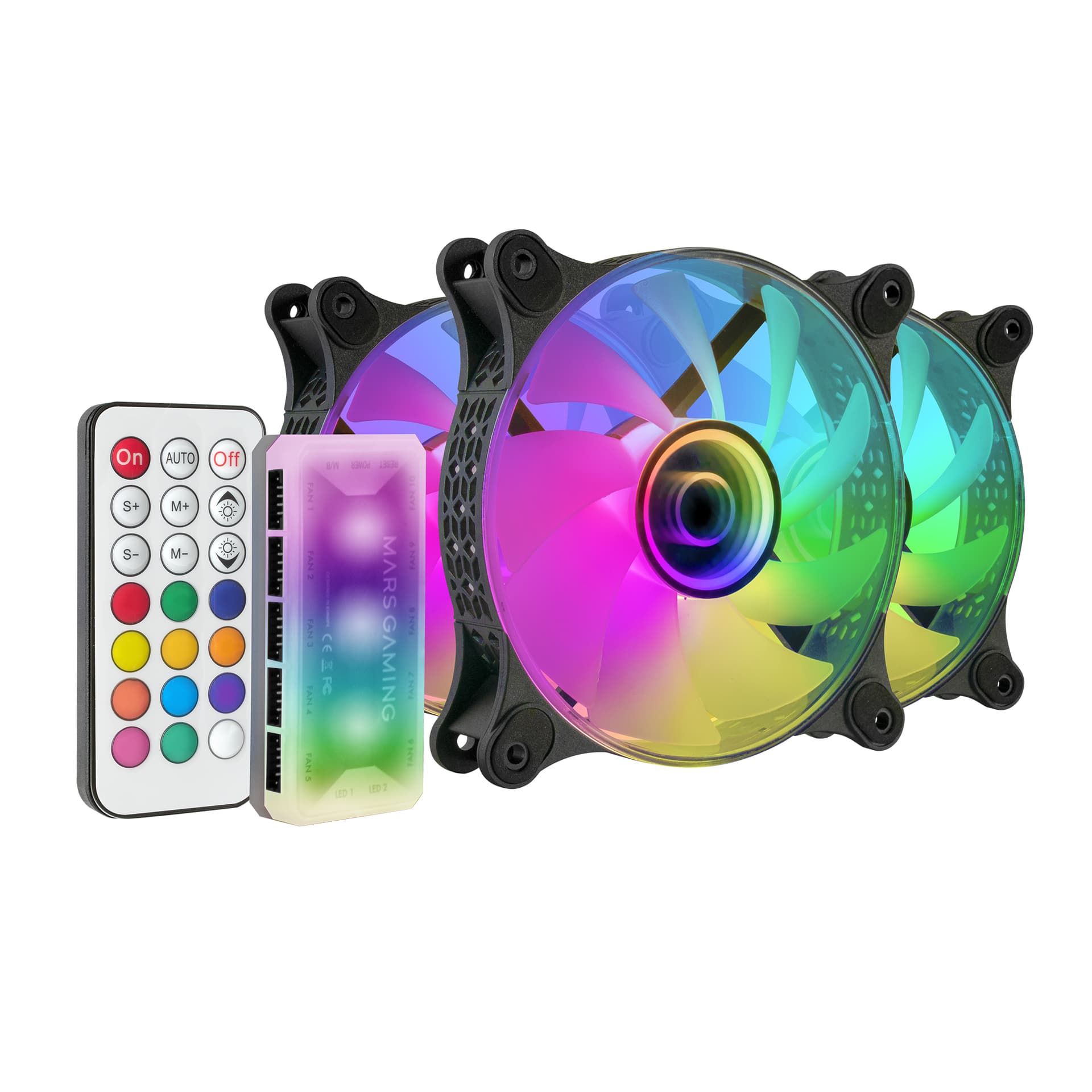 MARS GAMING MF-3DKIT, 3X12CM INFINITE MIRROR FAN,10C ARGB CONTROL BOX, RF REMOTE & MB CONTROL, BLACK