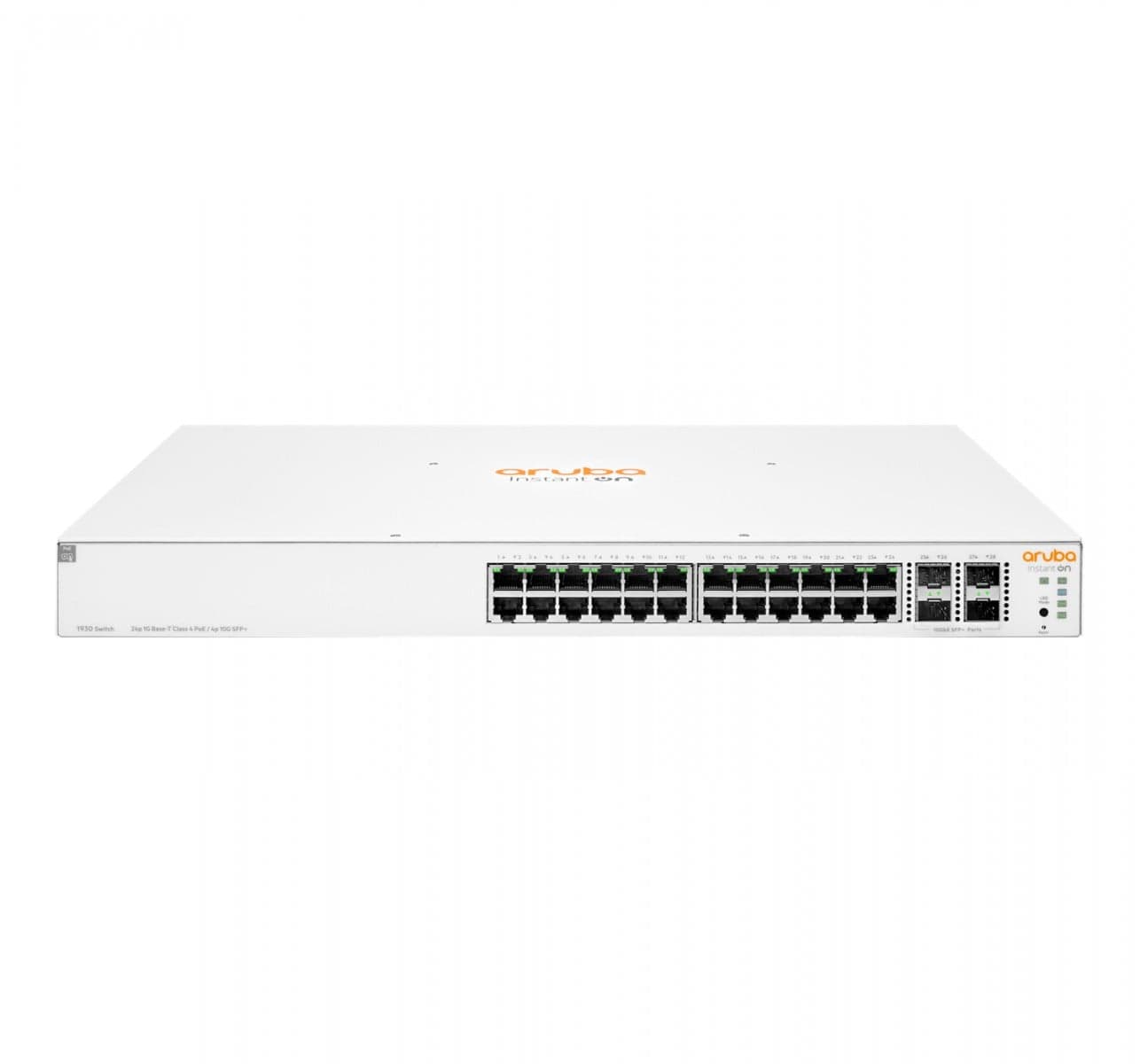 HPE Networking Instant On 1930 24G Class4 PoE 4SFP/SFP+ 370W Switch - Interruptor - L3 - Administrado - 24 x 10/100/1000 (PoE) + 4 x 1 Gigabit / 10 Gigabit SFP+ - montável em trilho - PoE (370 W)