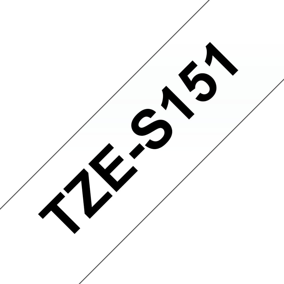 BROTHER TZES151 24mm BLACK ON CLEAR ADHESIVE TAPE