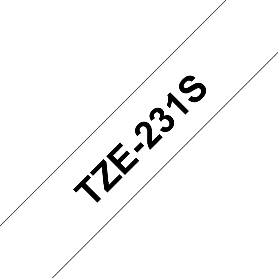 Brother TZe-231S2 - Preto em branco - Rolo (1,2 cm x 4 m) 1 cassete(s) fita laminada - para Brother PT-D210, D600, H110, P-Touch PT-D200, D450, D800, E550, H105, H110, P300, P900