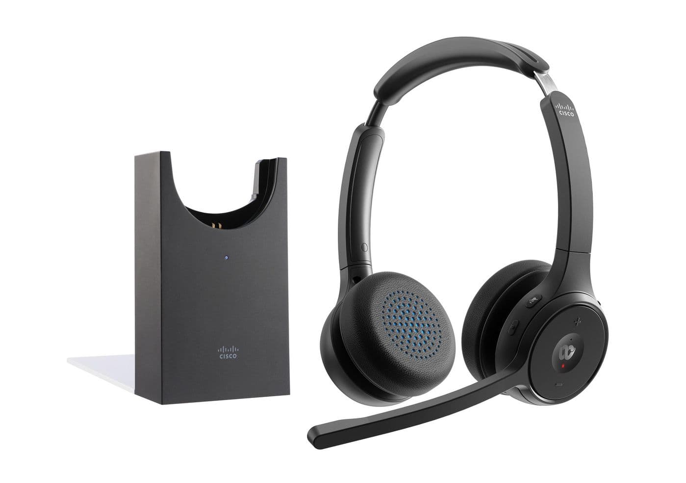 Cisco Headset 722 - Auscultadores - no ouvido - bluetooth - sem fios - preto carvão - com suporte de carregamento - Cisco Webex Certified