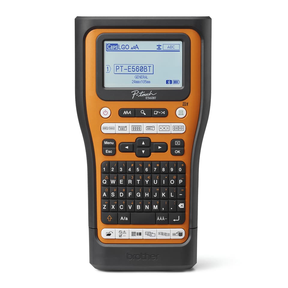 Brother P-Touch PT-E560BTVP - Etiquetadora - P/B - tranferência térmica - Rolo (2,4 cm) - 180 dpi - até 30 mm/ s - USB 3.0, Bluetooth 5.0 - cortador - impressão em espelho, Função de Corte Completo e Meio-corte, previsualização de impressão - preto e