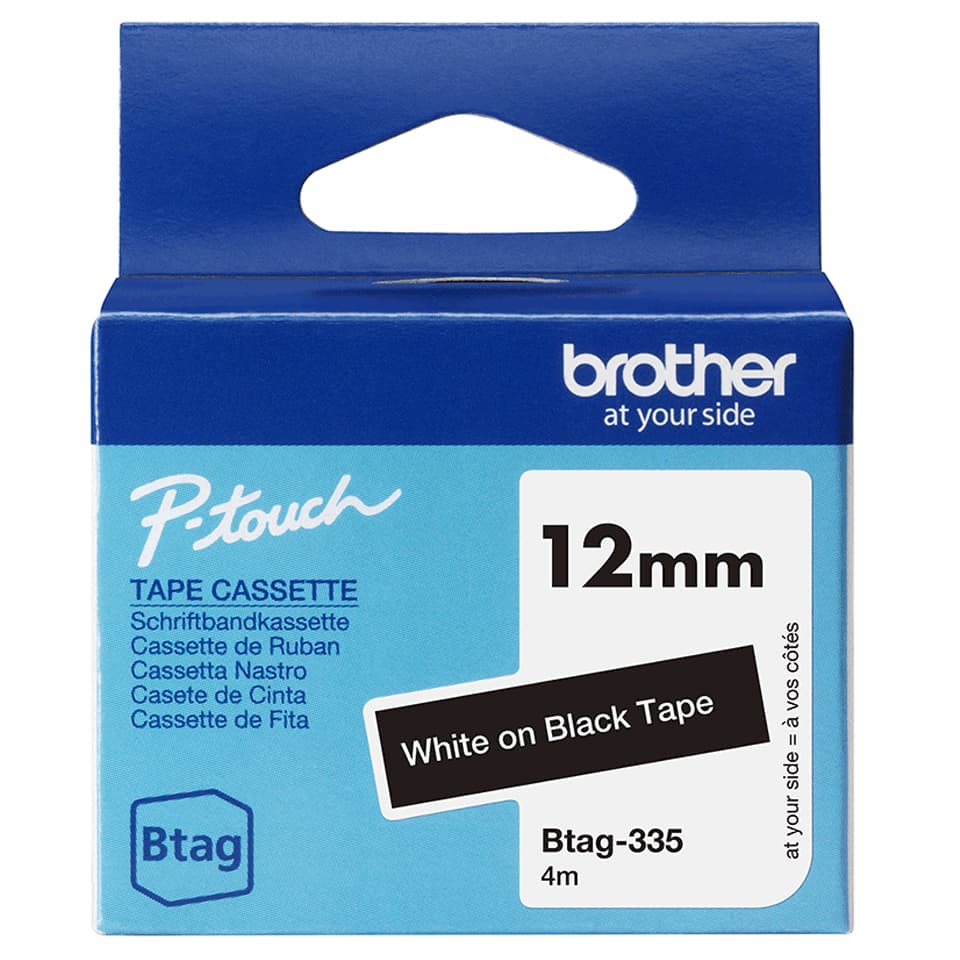 Brother BTAG-335 - Branco no preto - Rolo (1,2 cm x 4 m) 1 cassete(s) caixa pendurada - fita de etiqueta