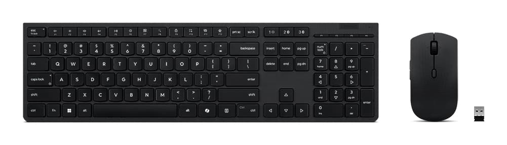 Lenovo Professional - Conjunto de teclado e rato - full size - sem fios - Bluetooth, 2.4 GHz - QWERTY - Português - cinza - caixa castanha