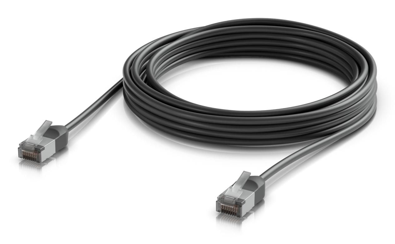 Ubiquiti UniFi - Cabo patch - RJ-45 (M) para RJ-45 (M) - 5 m - 3.5 mm - par retorcido não blindado revestido (F/UTP) - CAT 6a - inicializado, exterior, robusto - preto