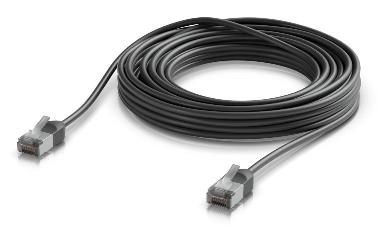 Ubiquiti UniFi - Cabo patch - RJ-45 (M) para RJ-45 (M) - 8 m - 3.5 mm - par retorcido não blindado revestido (F/UTP) - CAT 6a - exterior, inicializado, robusto - preto