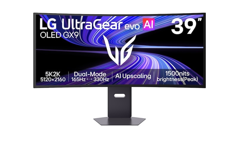 LG UltraGear evo AI 39GX950B-B - GX9 Series - monitor OLED - gaming - curvo - 39" (38.86" visível) - 5120 x 2160 5K2K UltraWide @ 165 Hz - 1500 cd/m² - 1850000:1 - DisplayHDR 500 True Black - 0.03 ms - 2xHDMI, DisplayPort, USB-C - altifalantes - pret