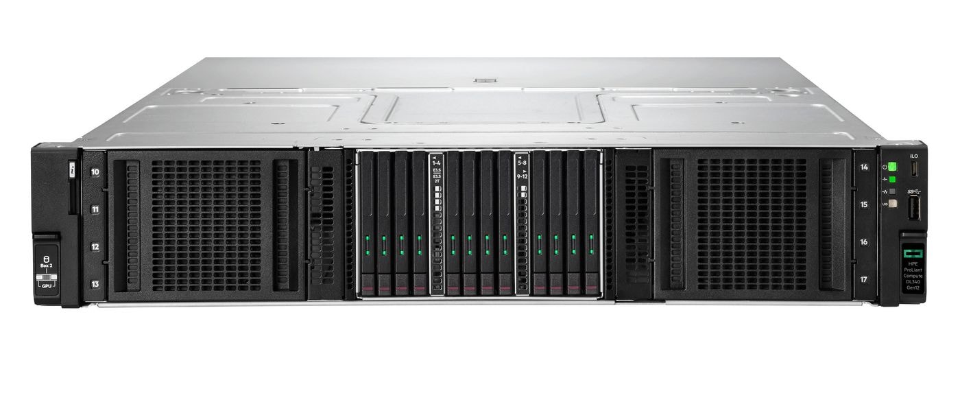 HPE ProLiant Compute DL340 Gen12 - Servidor - montável em bastidor 2U - 1 via - 1 x Xeon 6505P / até 4.1 GHz - RAM 64 GB - SATA/SAS/NVMe - hot-swap (permuta) 2.5" compartimento(s) - sem HDD - monitor: nenhum
