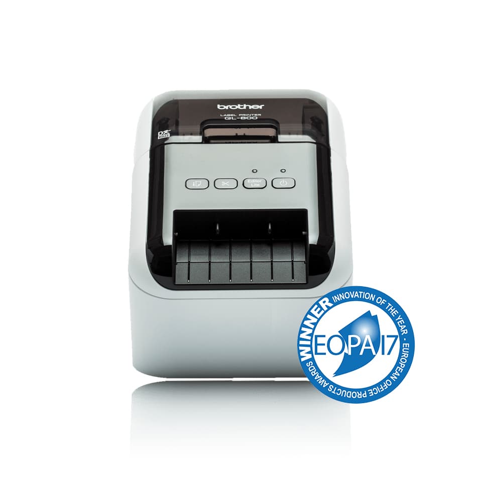 Brother QL-800 - Impressora de etiquetas - duas cores (monocromático) - térmico direto - Rolo (6,2 cm) - 300 x 600 ppp - até 148 mm/ s - USB 2.0, host USB - cortador
