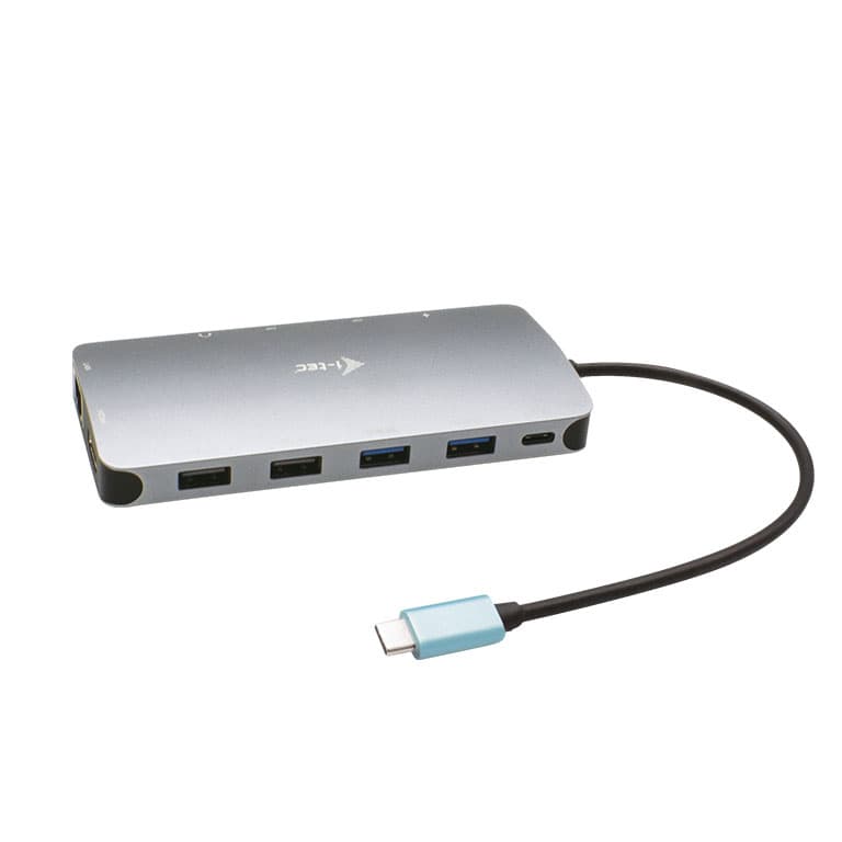 I-TEC USB-C Metal Nano Dock 2xDP 1xHDMI 1xGLAN 1xAudio/Mic 2xUSB 3.1 2xUSB 2.0 1xUSB-C Data 1xUSB-C 100W PD, Optional Power Supply