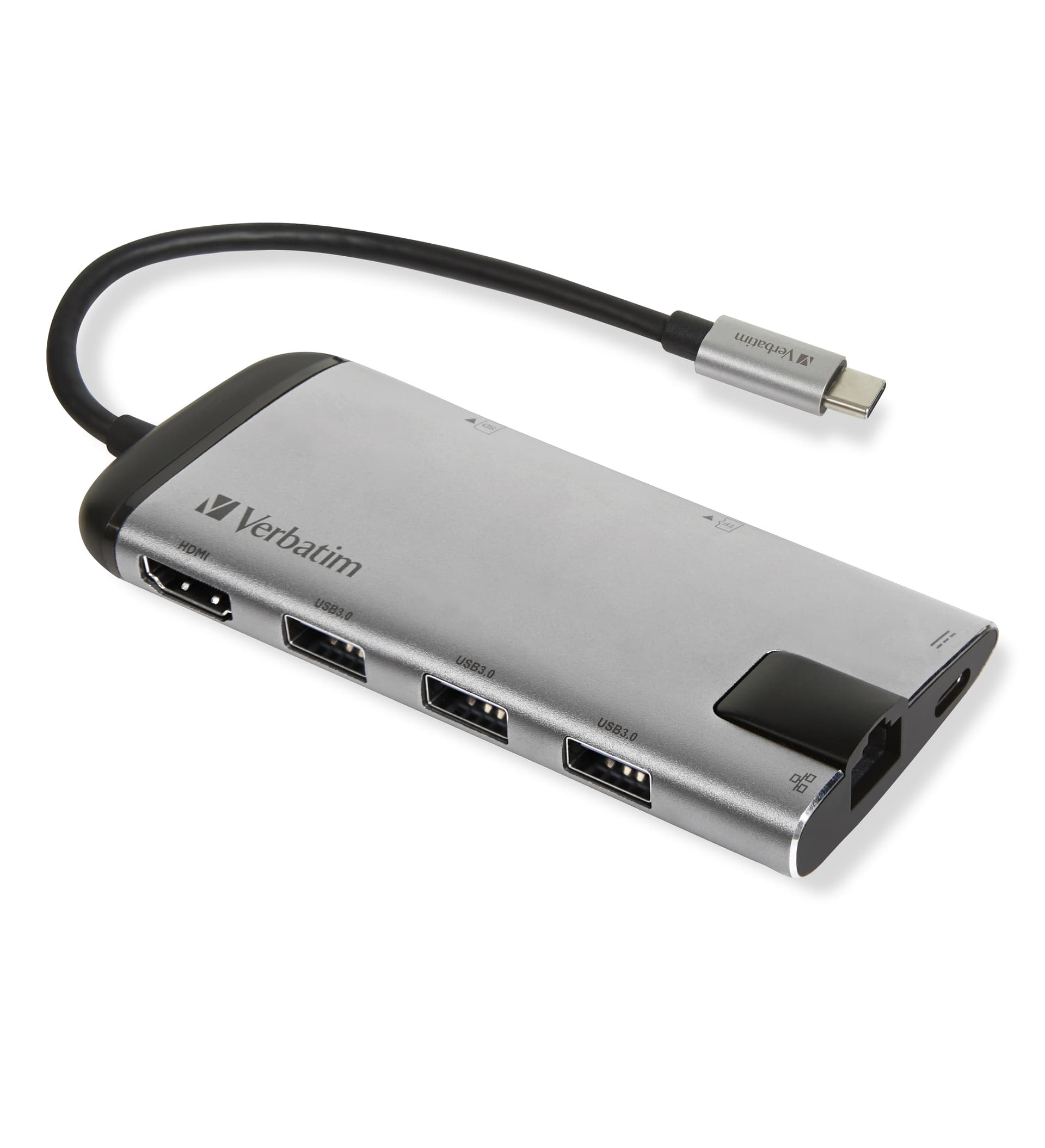 VERBATIM DOCK 4K USB-C 1xHDMI 1xRJ45 1xUSB-C 2xUSB-A 3 1xCR PD100W ALUMINIO