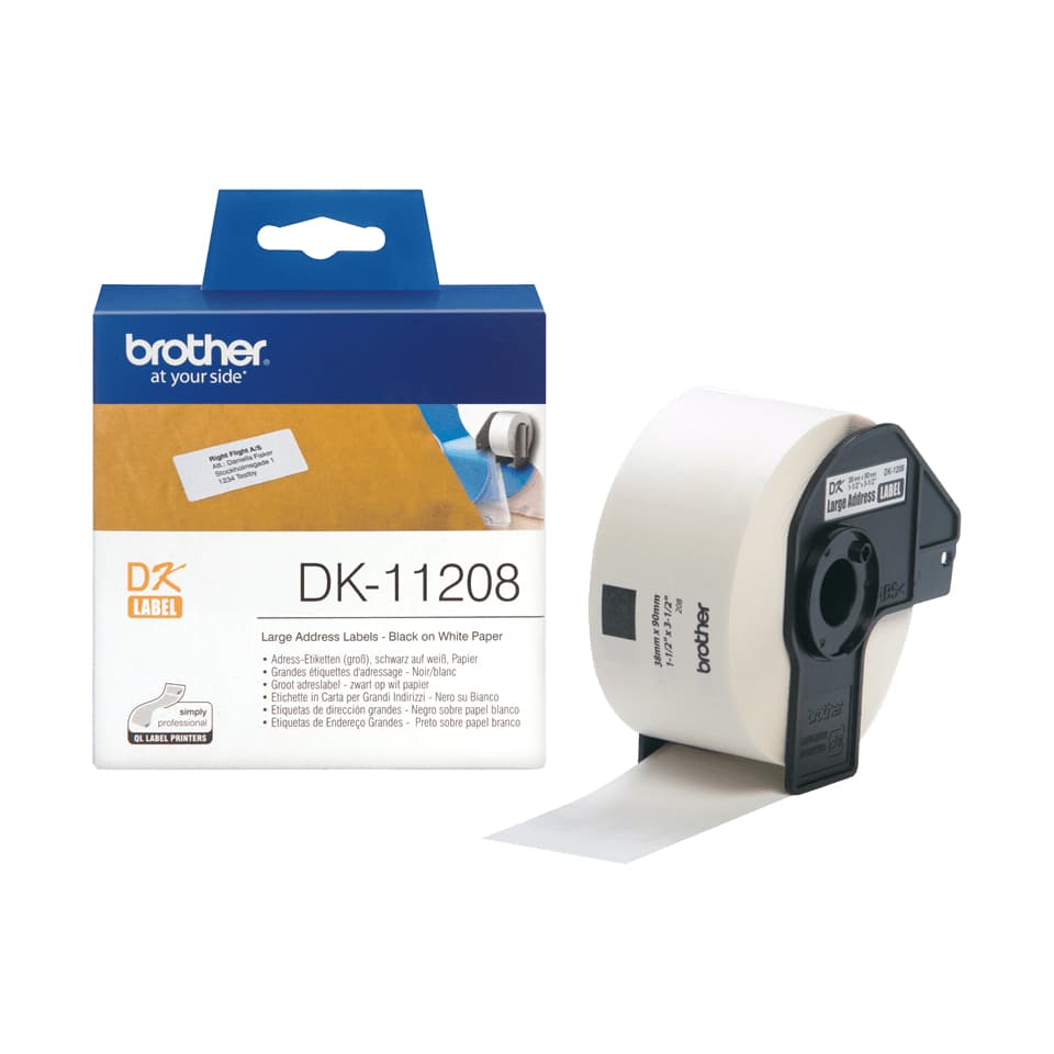 BROTHER ETIQUETAS ENDEREÇO GRANDES DK11208 38x90 MM