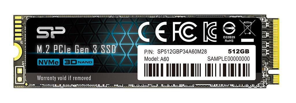 SILICON POWER SSD P34A60 512GB M.2 PCIe Gen3 x4 NVMe 2200/1600 MB/s
