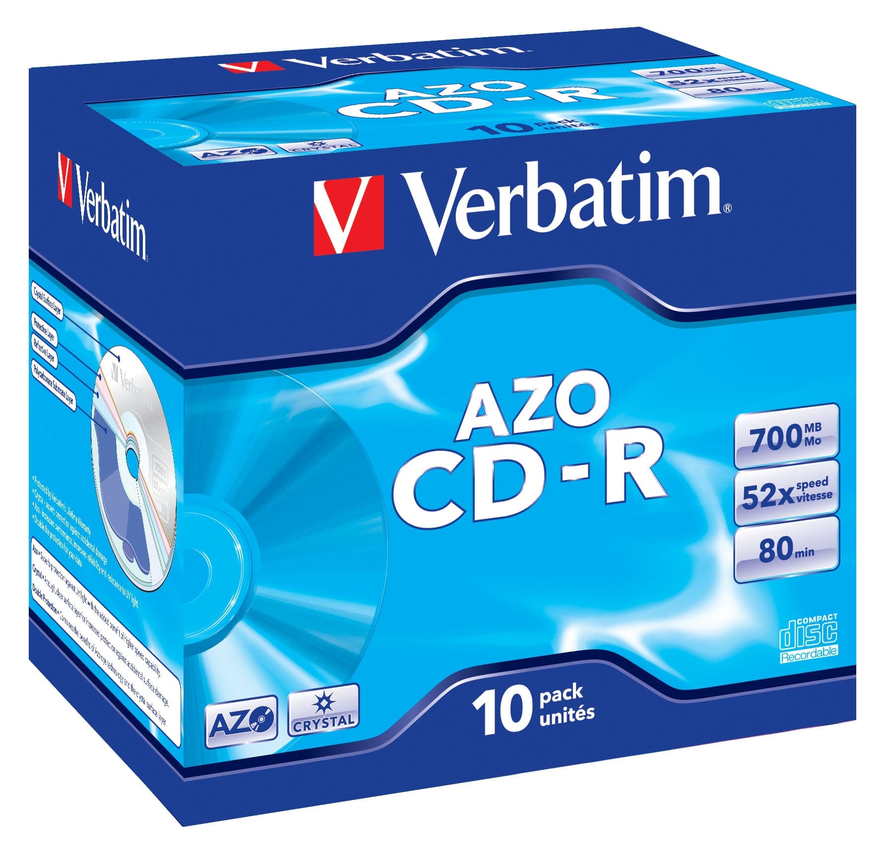 VERBATIM CD-R 52X 700MB 80MIN CAIXA JEWEL PACK 10 #PROMO 2026#