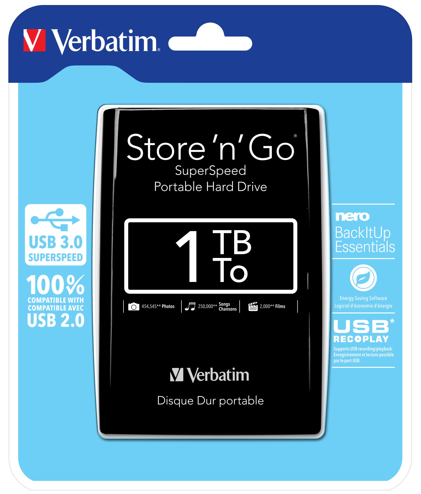 VERBATIM HDD 2.5" 1TB STORENGO USB 3.0 BLACK