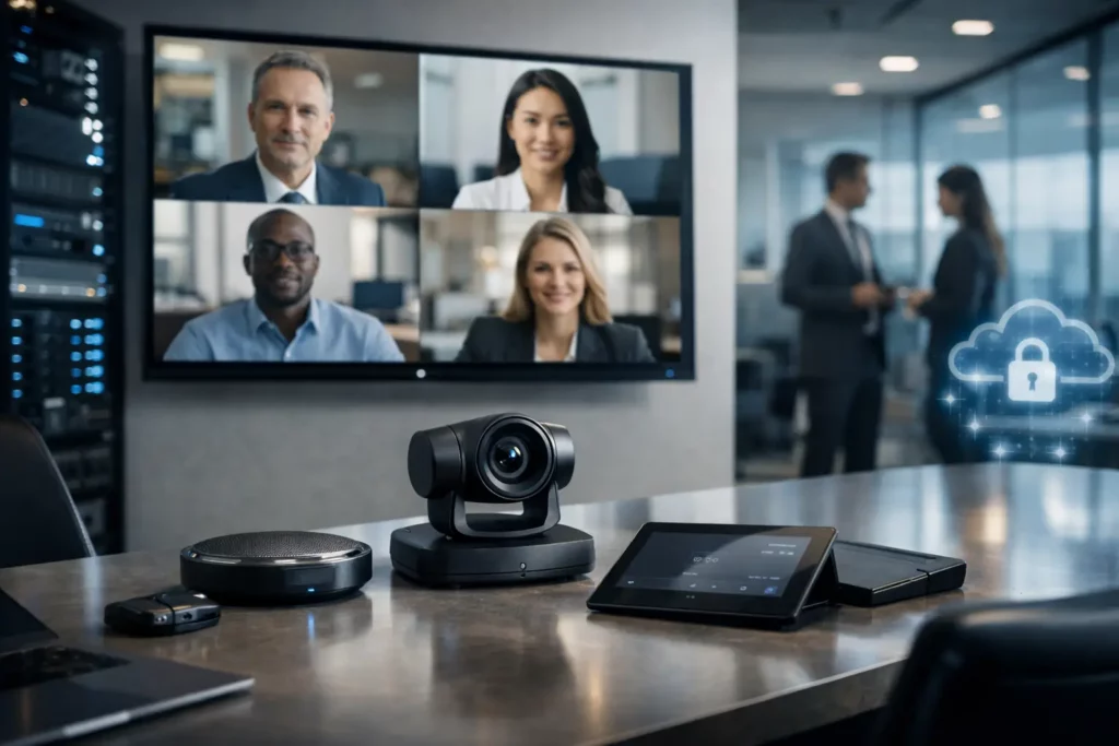 Equipamento videoconferência empresarial