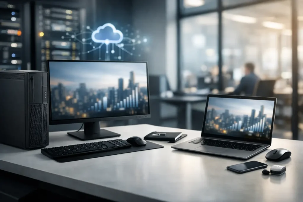 Desktop ou portátil para escritório?